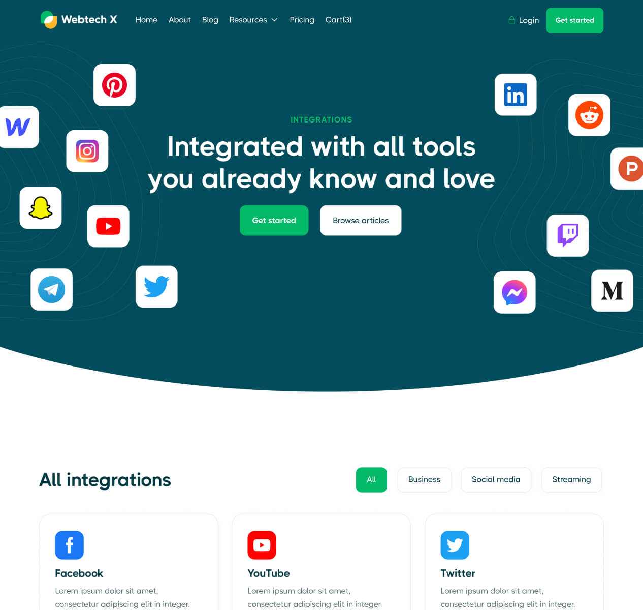 Integrations - Webtech X Webflow Template