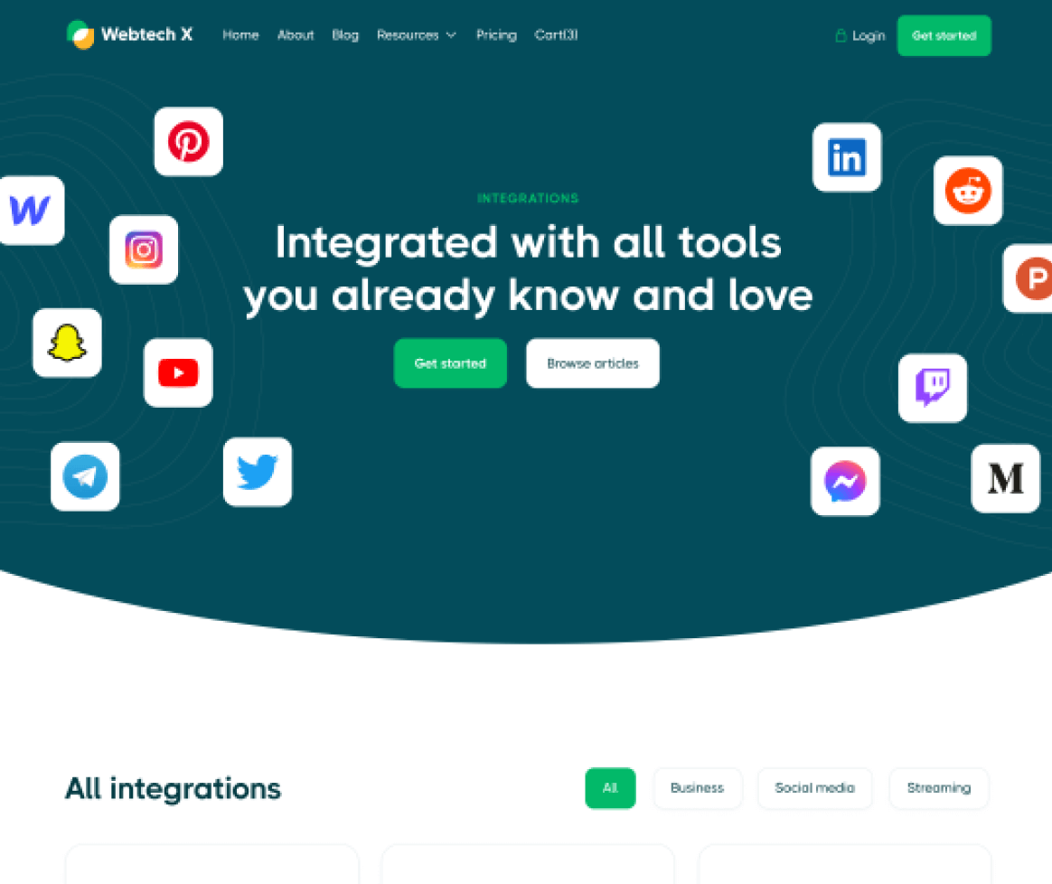 Integrations - Webtech X Webflow Template